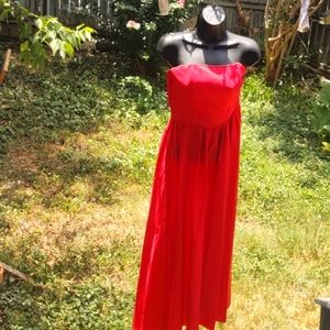 Vintage Red Taffeta Lounge Singer Rhinestone Evening Dress